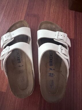 Birkenstock White Arizona Two-Strap Sandals